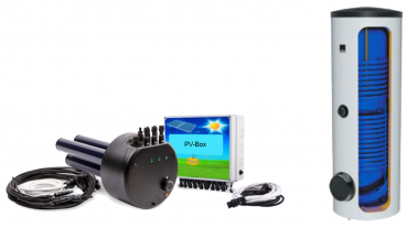 Sonnen-Heizung-Warmwasser mit emaillierter Keramikheizpatrone für den Direktanschluss an PV-Module inkl. Warmwasserspeicher